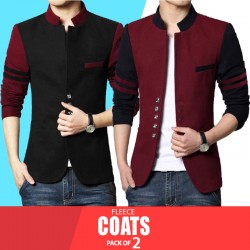 Pack of 2 Mens Button Fleece Coat